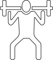 Character of faceless man holding dumbbells. vector