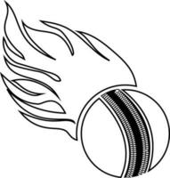 Black line art cricket ball. vector