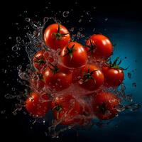 Tomatoes Falling into Water Splash. photo