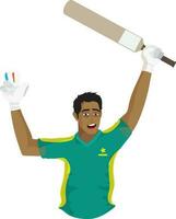 Cricket player in winning pose. vector