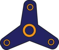 Three arms of spinner toy icon in blue color with stroke. vector