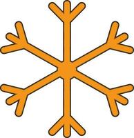 Orange color of snowflake in spinner concept with out line. vector