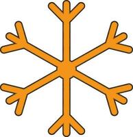 Orange color of snowflake in spinner concept with out line. vector