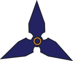 Three pointed arms in spinner toy in blue color with stroke style. vector