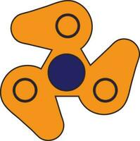 Orange color of spinner toy with three arms. vector