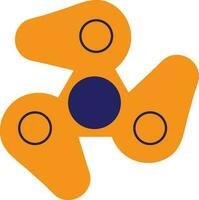 Orange color of spinner toy with three arms. vector