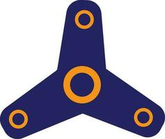 Three arms of spinner toy icon in blue color. vector