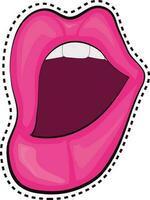 Women open mouth with pink lips. vector