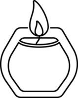 Line art icon of candle in flat style. vector