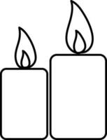 Line art icon of candle in flat style. vector