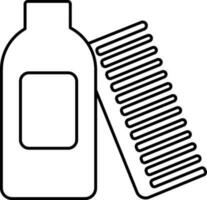 Spa hair treatment, lotion and comb icon in line art. vector