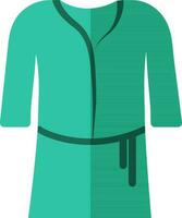 Isolated icon of bathrobe in green color. vector