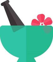 Colorful icon of mortar and pestle with flower. vector