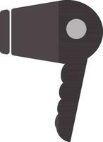 Gray icon of hairdryer in flat style. vector