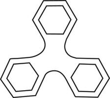 Hexagon shape of three arms in spinner toy in stroke. vector