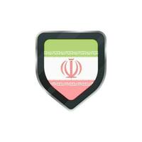 Grey shield of Iran flag with symbol. vector