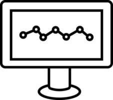 Black line art network sign in computer. vector