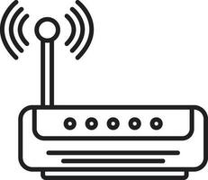 Black line art router in flat style. vector