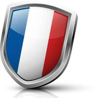 France flag on glossy shield. vector