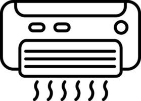 Black line art illustration of a air conditioner. vector