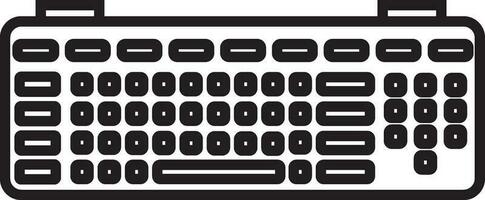 Computer keyboard in black line art illustration. vector