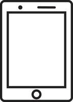 Black line art smart phone in flat style. vector