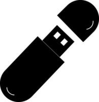 Black usb flash drive with cap. vector