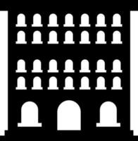 Black and white building in flat style. vector