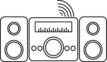 Black line art audio sound speaker. vector