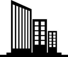 Black and white building in flat style illustration. vector