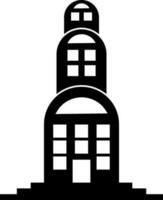 Black and white building in flat style. vector