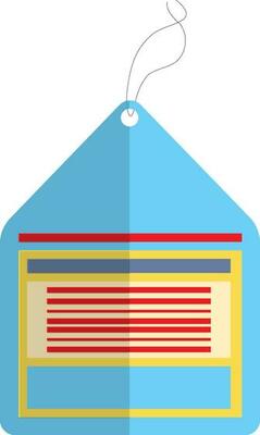 Blue and red tag in flat style.