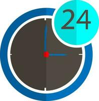 24 hour in grey and blue clock. vector