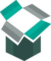 Opened box in green and grey color. vector