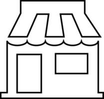 Black line art illustration of a store in flat style. vector