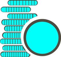 Stack of blue coins. vector