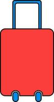 Trolly bag illustration in blue and red color. vector