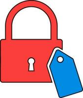 Icon of tag or label with lock in flat style. vector