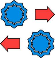 Illustration of sticker with arrow in flat style. vector