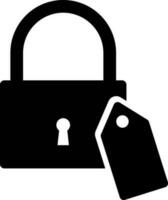Icon of tag or label with lock in flat style. vector