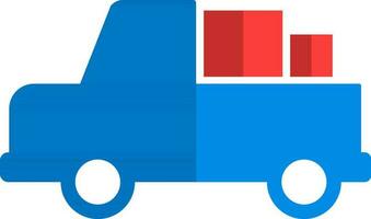 Flat icon of delivery truck with box. vector