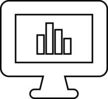Icon of bar chart monitor in flat style. vector