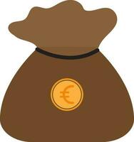 Flat illustration brown money bag. vector