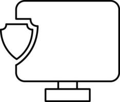 Line art illustration of Computer security icon. vector