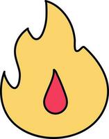 Fire flame icon in yellow color. vector