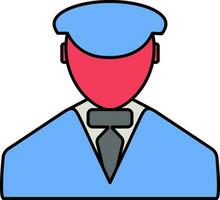 Icon of Security gaurd in blue uniform. vector
