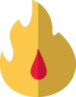 Fire flame icon in yellow color. vector