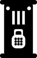 Flat icon of locker in black and white color. vector