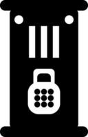 Flat icon of locker in black and white color. vector