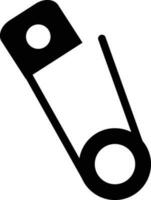 Safety pin vector icon in black and white color.